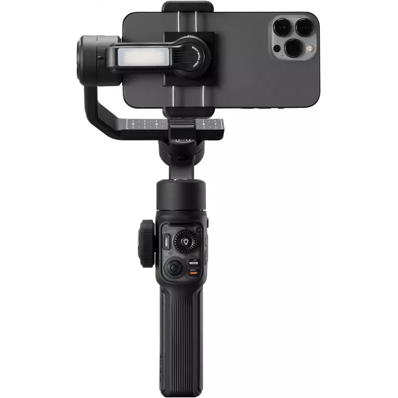 Zhiyun Smooth 5S AI išmaniojo telefono gimbals su magnetiniu papildomu apšvietimu, 3 ašių stabilizatoriumi, 300g keliamoji galia, juoda