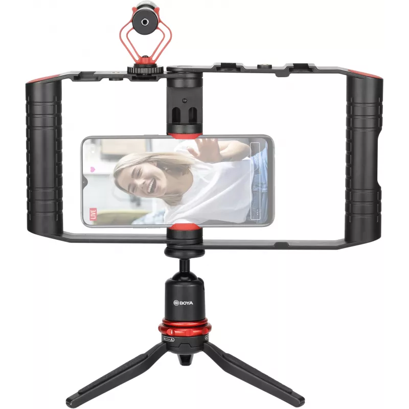 BOYA BY-VG380 išmaniojo telefono vaizdo įrašymo rinkinys su BY-MM1 Pro mikrofonu, LED šviesa ir trikojis