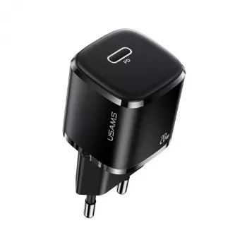 USAMS T36 Mini 20W USB-C PD sieninis įkroviklis, juodas