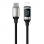 USAMS U78 pintas USB-C į Lightning laidas su LED indikatoriumi, 1,2 m, 20W PD greitasis įkrovimas, baltas SJ545USB02