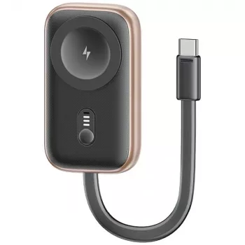 USAMS CD245 2-in-1 belaidis Apple Watch įkroviklis ir powerbankas, 1200mAh, USB-C, tamsiai pilkas