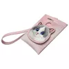 NIMMY Big Eyed Pet 2.0 Cat Pink PU odinis kortelių laikiklis su 6 kortelių lizdais, monetų kišene ir užtrauktuku