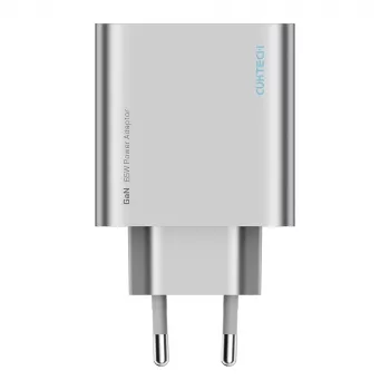 Cuktech 65W GaN sieninis įkroviklis su 2x USB-C ir 1x USB-A - pilka