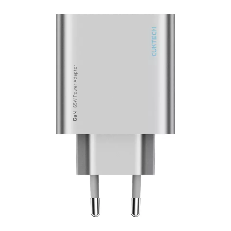 Cuktech 65W GaN sieninis įkroviklis su 2x USB-C ir 1x USB-A - pilka