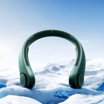 JISULIFE Neck Fan Life3 – nešiojamas besparnis kaklo ventiliatorius su USB įkrovimu, žalias