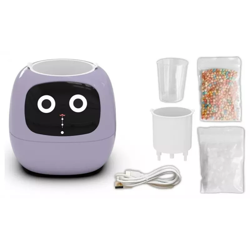 PLANTSIO IVY išmanusis kambarinis sodas, violetinis, 6 vazonėlių hidroponinė sistema su 23W pilno spektro LED, 1,5L rezervuaru, automatiniu apšvietimu, jutikliniu skydeliu