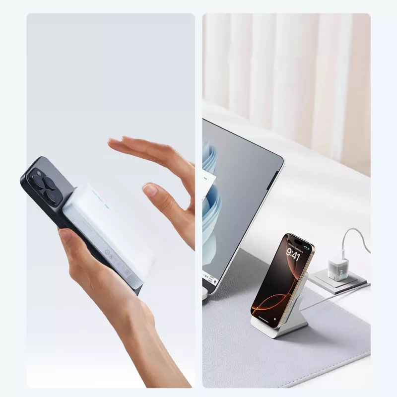 CUKTECH WPB100N Magnetinė belaidė power bank 10000 mAh 20W su stoveliu - balta