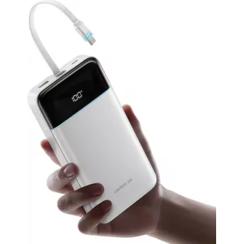 CUKTECH LPB252N 120W 25000mAh Power Bank su įmontuotu USB-C laidu - Baltas