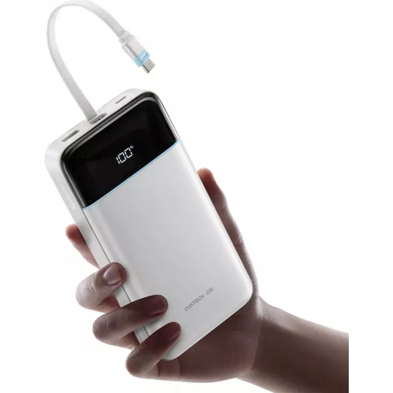CUKTECH LPB252N 120W 25000mAh Power Bank su įmontuotu USB-C laidu - Baltas