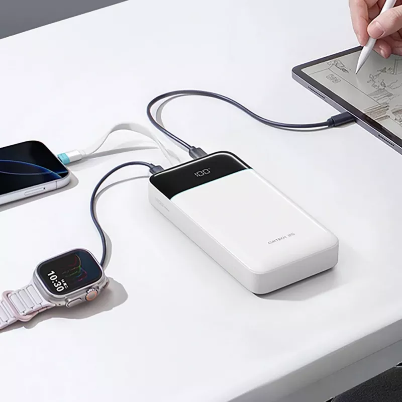 CUKTECH LPB252N 120W 25000mAh Power Bank su įmontuotu USB-C laidu - Baltas