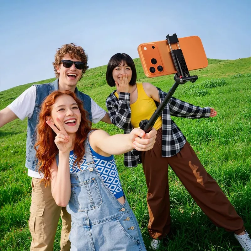 ULANZI Mini Selfie lazda su trikojis ir Bluetooth nuotolinio valdymo pultu, juoda