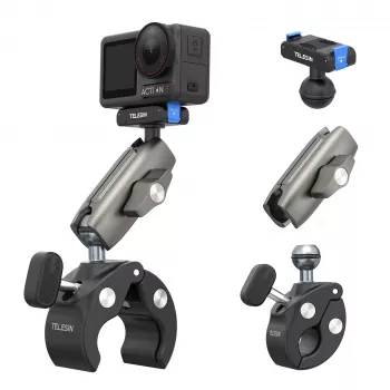 TELESIN Magic Arm Clamp Mount laikiklis, skirtas DJI Osmo Action 5 Pro/4/3, Osmo 360, GoPro, Insta360 – S3-HBM-14-TDJ