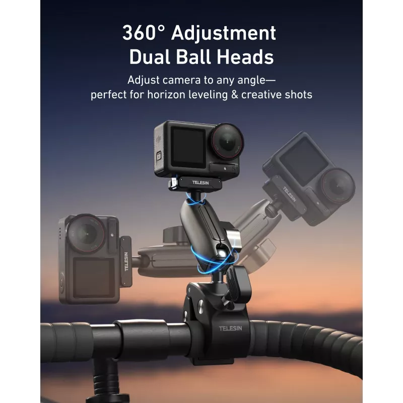 TELESIN Magic Arm Clamp Mount laikiklis, skirtas DJI Osmo Action 5 Pro/4/3, Osmo 360, GoPro, Insta360 – S3-HBM-14-TDJ