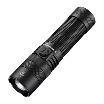 SUPERFIRE F1-S 1500 liumenų įkraunamas LED žibintuvėlis su teleskopiniu priartinimu, 5 režimai, IP44, juodas