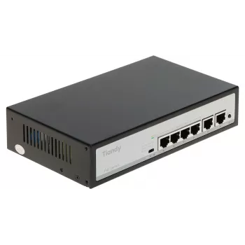 Tiandy TC-P3S06 4 prievadų PoE komutatorius su 2 aukštyn nukreiptais prievadais, 65W biudžetas, IEEE 802.3af/at, nevaldomas, skirtas stalui/sienai