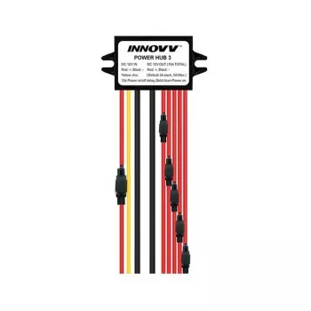 INNOVV Power Hub 3 – vandeniui atsparus 12V galios skirstytuvas 5 įrenginiams su akumuliatoriaus apsauga ir saugikliais