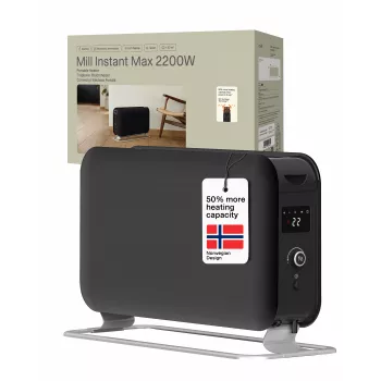 Mill Instant Max LED nešiojamasis konvekcinis šildytuvas, 2200 W, juodas