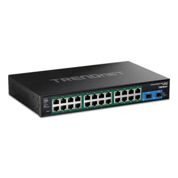 TRENDnet 26 prievadų pramoninis valdomas Gigabit PoE+ komutatorius su 24x PoE+ ir 2x SFP
