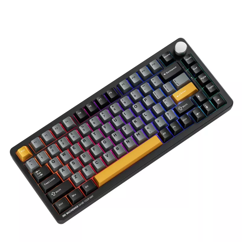 MACHENIKE K600-B82W 75% belaidė mechaninė žaidimų klaviatūra, 82 klavišai, Gateron Silver, RGB, PBT, karštai keičiami jungikliai, juoda