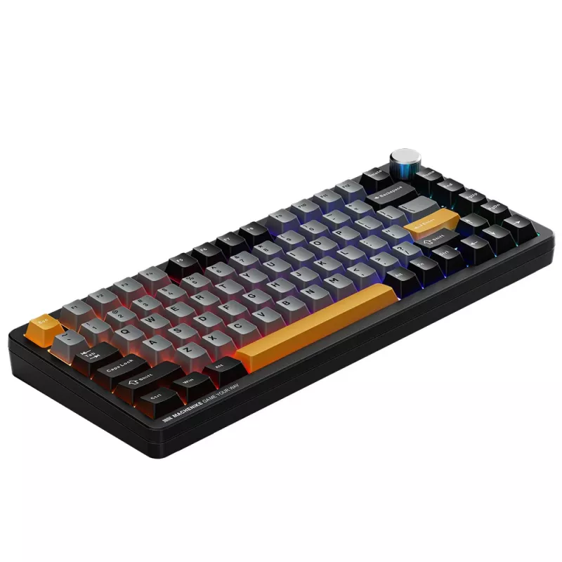 MACHENIKE K600-B82W 75% belaidė mechaninė žaidimų klaviatūra, 82 klavišai, Gateron Silver, RGB, PBT, karštai keičiami jungikliai, juoda