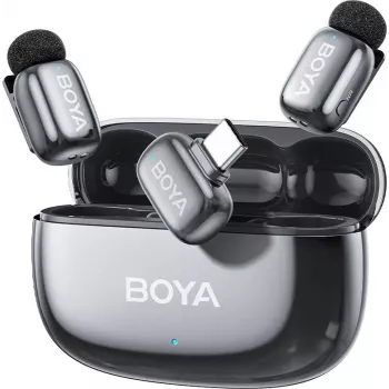 BOYA mini 2-02 Space Gray dviejų kanalų šautuvo tipo kondensatorinis mikrofonas
