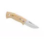 Helle Berget fiksuoto peilio peilis, 100 mm Sandvik 12C27 nerūdijančio plieno Drop Point geležtė, smėlio spalvos Canvas Micarta rankena, Full Tang, odinis makštis, 220 mm bendras ilgis