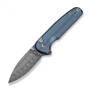 CIVIVI Mini Shakan Damascus Blue sulankstomas peilis, 2,375 colio Damascus plieno ašmenys, G10 rankena