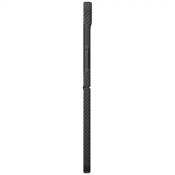 PITAKA Edge Case Samsung Galaxy Z Flip5 - juodos/pilkos spalvos aramidinio pluošto plonas uždedamas dėklas su MagSafe suderinamumu