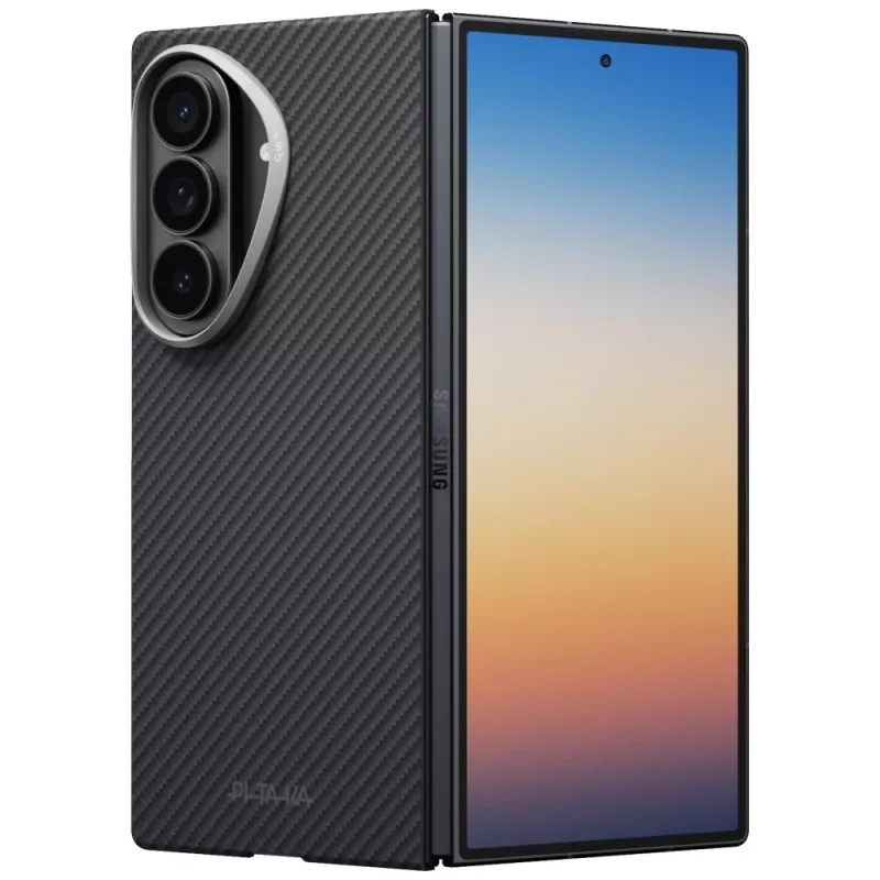 PITAKA Edge dėklas Samsung Galaxy Z Fold 8 Ultra – aramidinio pluošto apsauginis dangtelis, juodas/pilkas (Overture Black)
