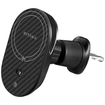 PITAKA MagEZ Pro 2 Qi2 15W NFC belaidis MagSafe laikiklis automobiliui su aušinimu, juodai pilkas