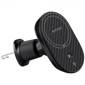 PITAKA MagEZ Pro 2 Qi2 15W NFC belaidis MagSafe laikiklis automobiliui su aušinimu, juodai pilkas