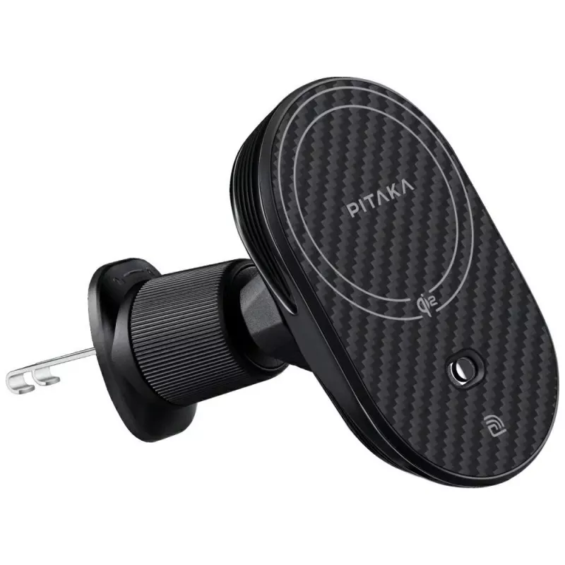 PITAKA MagEZ Pro 2 Qi2 15W NFC belaidis MagSafe laikiklis automobiliui su aušinimu, juodai pilkas