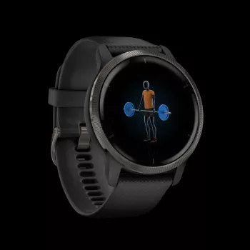 Garmin Venu 2 45 mm išmanusis laikrodis su silikoniniu dirželiu - juodas