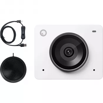 OBSBOT Meet 2 Combo Cloud White 4K AI internetinė kamera su magnetiniu privatumo gaubtuvu, dvigubais visakrypčiais mikrofonais, automatiniu kadravimu, gestų valdymu, Whiteboard režimu, DeskView, USB-C