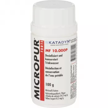 Katadyn Micropur Forte MF 10000P vandens dezinfekavimo milteliai 100 g – iki 10 000 litrų