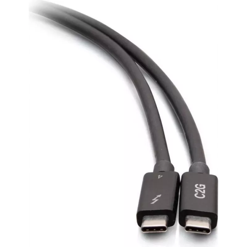 C2G 2,5 pėdų Thunderbolt 4 USB-C laidas - 40Gbps, 100W PD, 8K, juodas