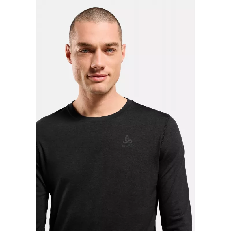 Odlo Merino 200 BL Top Crew Neck LS vyriškas apatinis sluoksnis - juodas