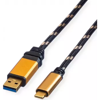 ROLINE GOLD USB 3.2 Gen 1 USB-A į USB-C laidas, 1 m, juodas, paauksuotomis jungtimis