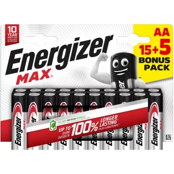 Energizer Max AA šarminė baterija LR6 1.5 V, 20 vnt. (E303329900)