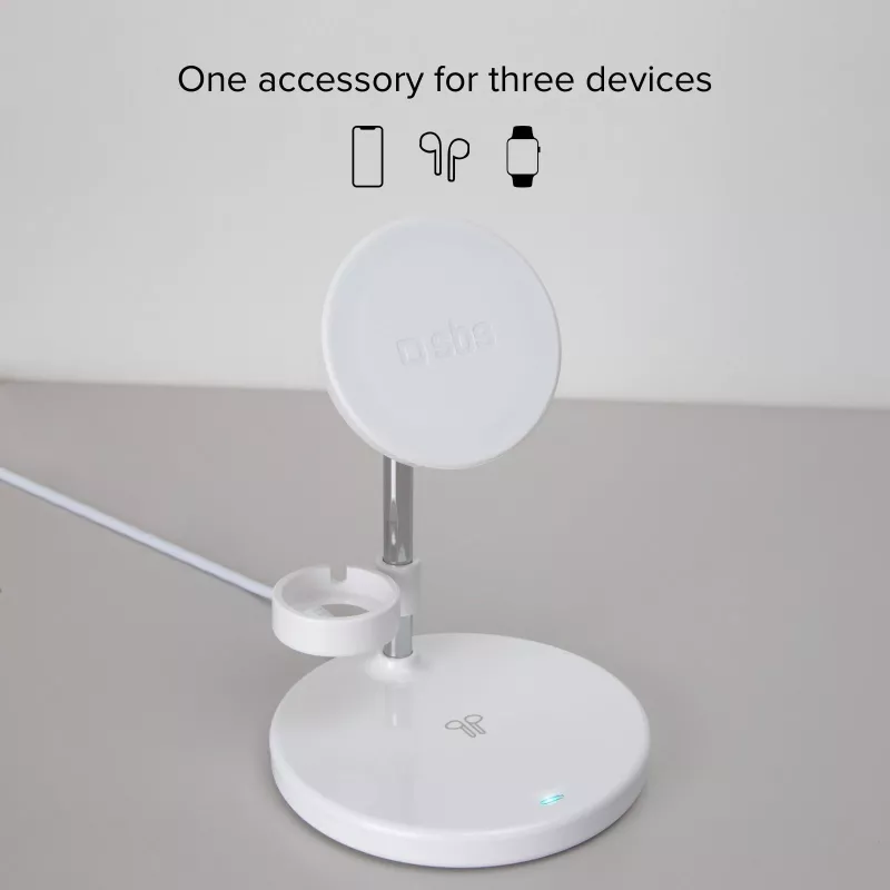SBS TEWIRMAG3IN1 3-in-1 belaidė įkrovimo stotelė su MagSafe, skirta iPhone, Apple Watch ir AirPods