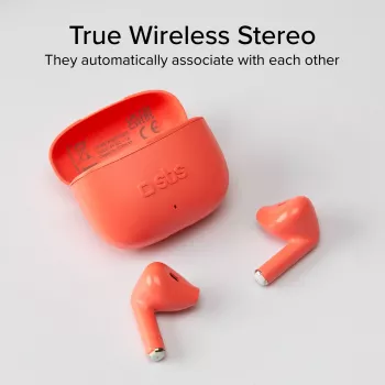 SBS TEEARTWSGOPODSR True Wireless ausinės su įkrovimo dėklu, Bluetooth 5.0, liečiamu valdymu, raudonos