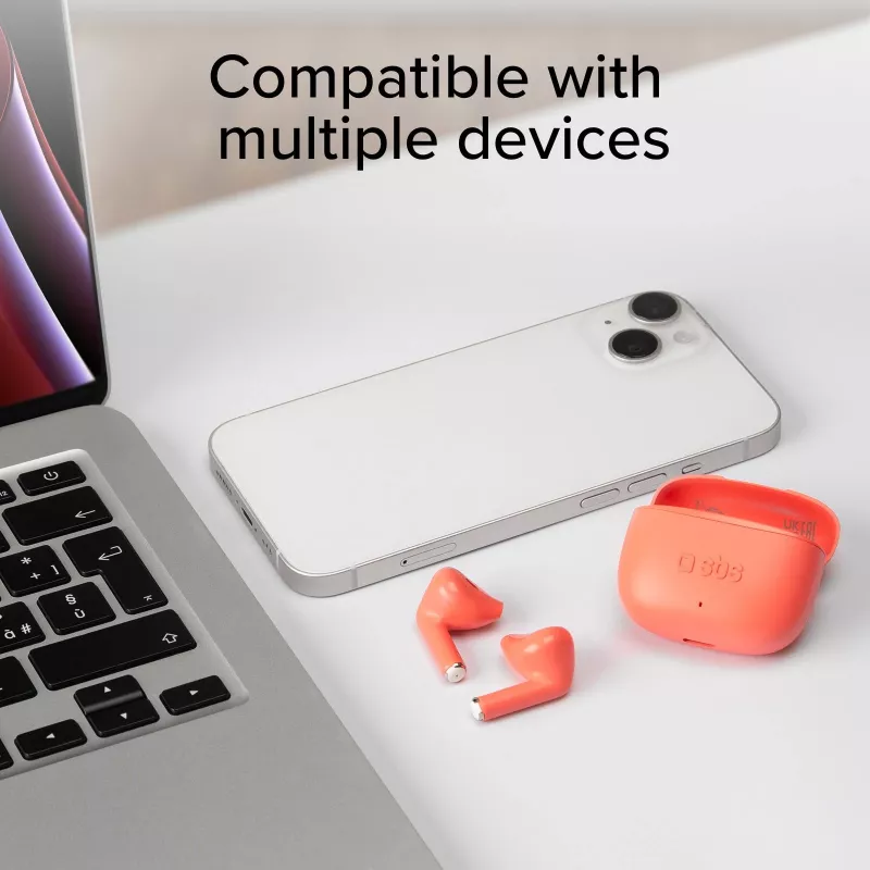 SBS TEEARTWSGOPODSR True Wireless ausinės su įkrovimo dėklu, Bluetooth 5.0, liečiamu valdymu, raudonos
