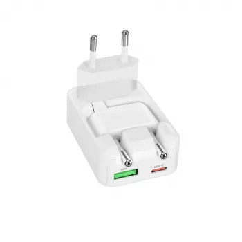 SBS TETRGANUSBTCFOLD20W 20W GaN USB-C sulankstomas sieninis įkroviklis, baltas