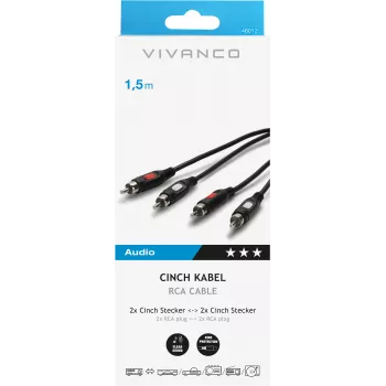 Vivanco audio laidas 2xRCA – 2xRCA 1.5 m (VVA2RCA15MMK)