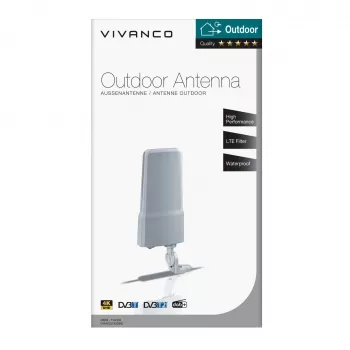 Vivanco VVANOUT42DBG lauko aktyvi antena DAB/DAB+ ir DVB-T/DVB-T2, 42 dB stiprinimas, F jungtis, juoda/pilka