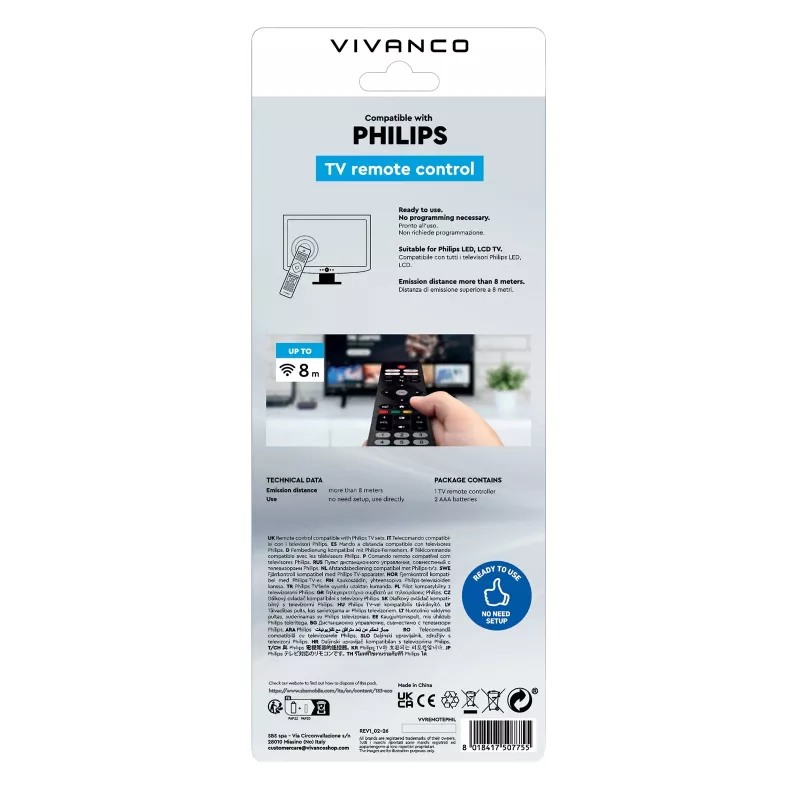 Vivanco VVREMOTEPHIL universali nuotolinio valdymo pultas Philips televizoriams