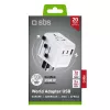 SBS Universal kelioninis adapteris su 2x USB-C PD 20W ir 1x USB-A QC 18W, 35W bendra galia, baltas