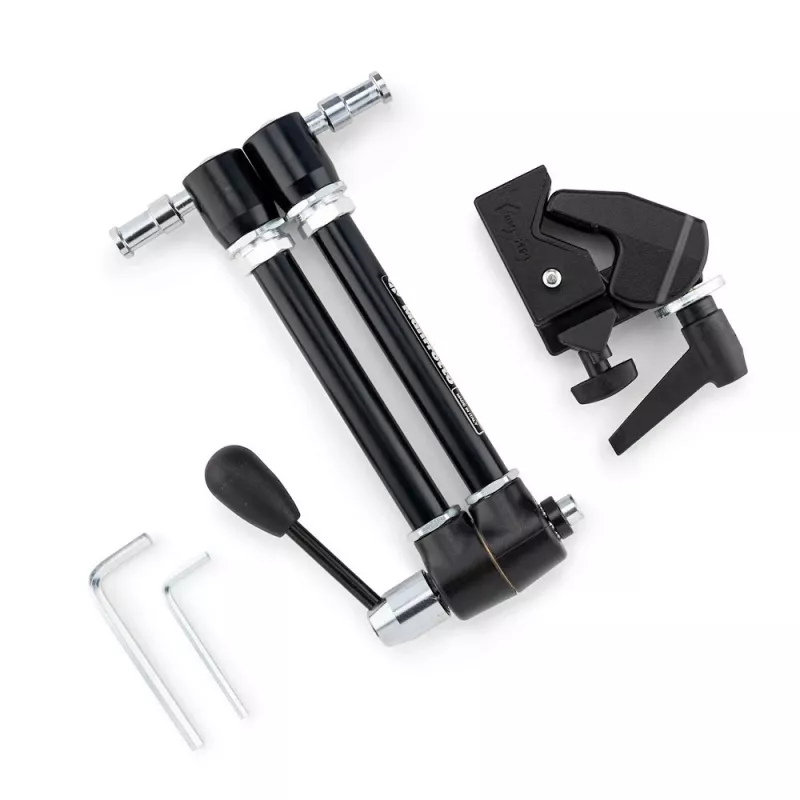Manfrotto 143R Artikuliuota magiška ranka su fotoaparato laikikliu, 3 kg keliamoji galia, aliuminis, juoda