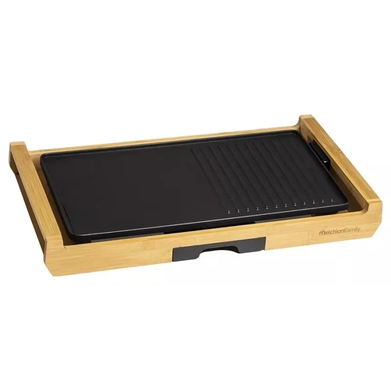 Melchioni Bamboo Grill elektrinis stalo grilis 1800 W rudas 37x27 cm su nelimpančia nuimama plokšte