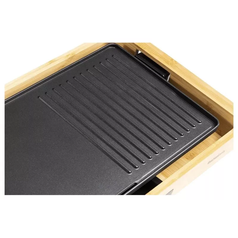 Melchioni Bamboo Grill elektrinis stalo grilis 1800 W rudas 37x27 cm su nelimpančia nuimama plokšte